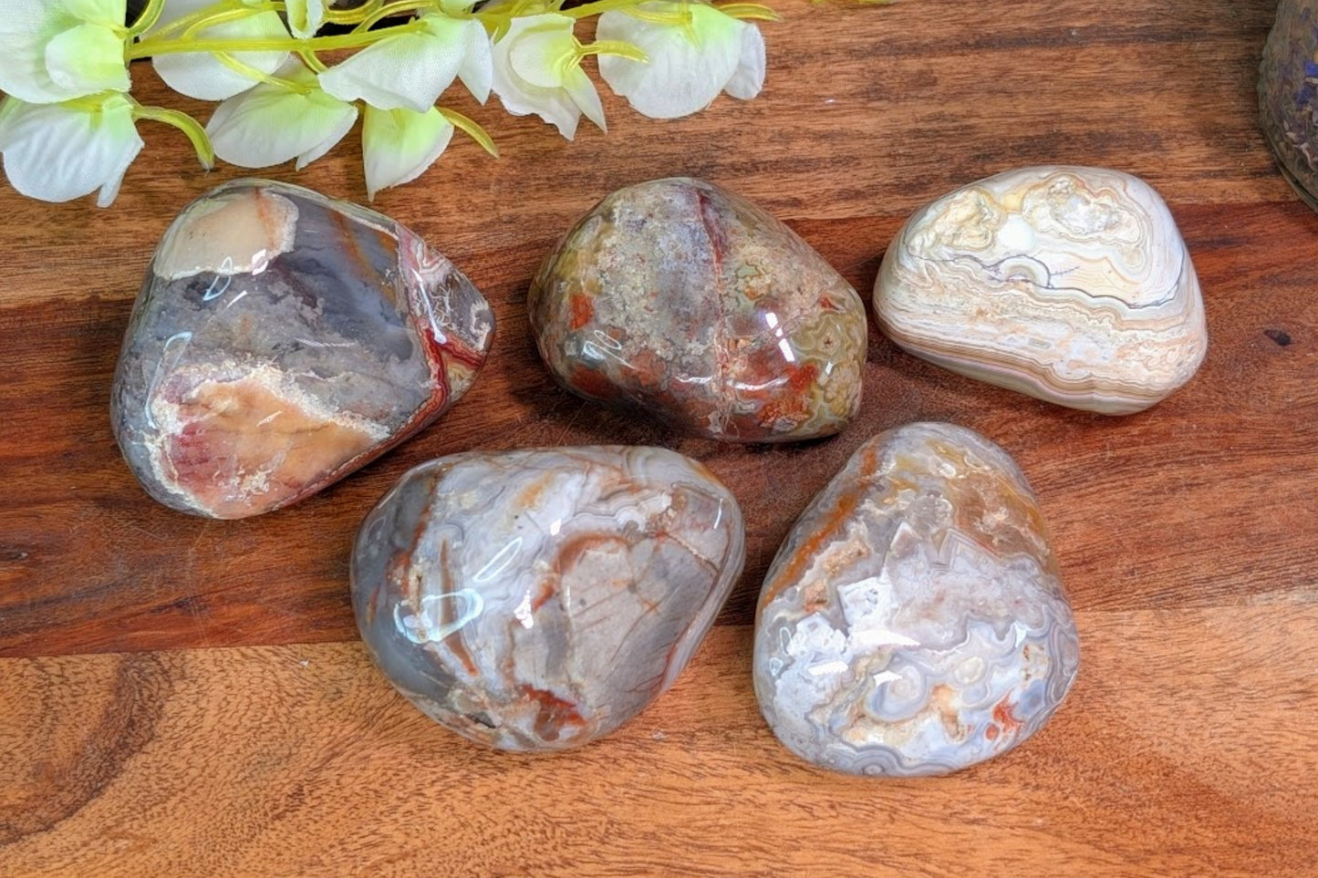 Crazy Lace Agate Palm Stone