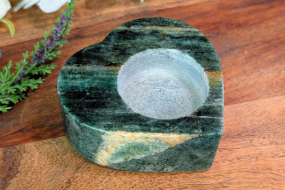 Emerald in Quartz Heart Tea Light Holder