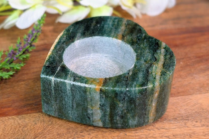 Emerald in Quartz Heart Tea Light Holder