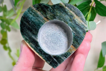 Emerald in Quartz Heart Tea Light Holder