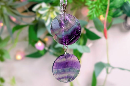 Fluorite Faceted Coin Necklace