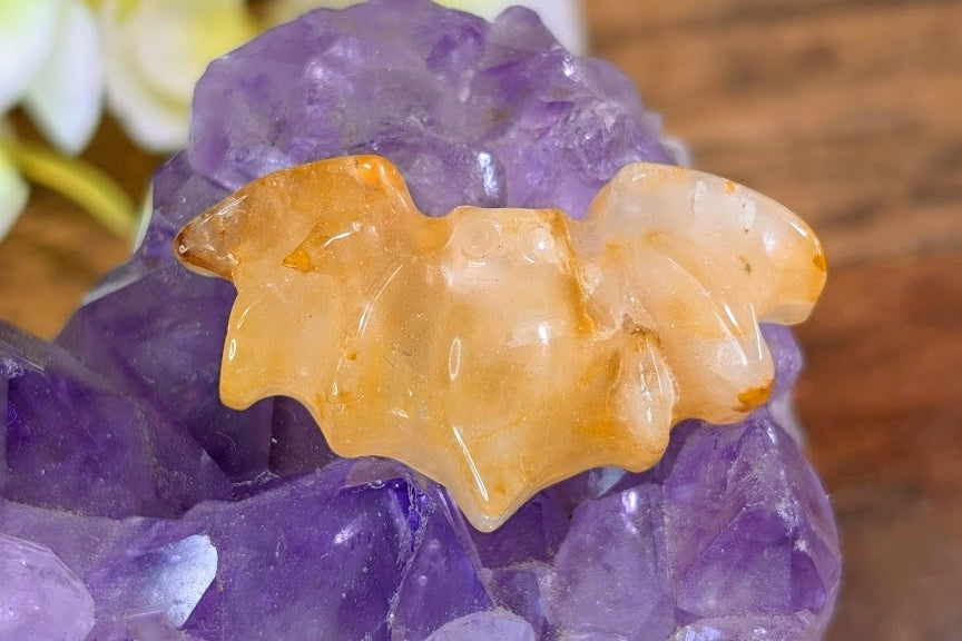 Golden Healer Quartz Bat Carving