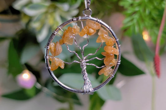 Golden Healer Quartz Tree Necklace