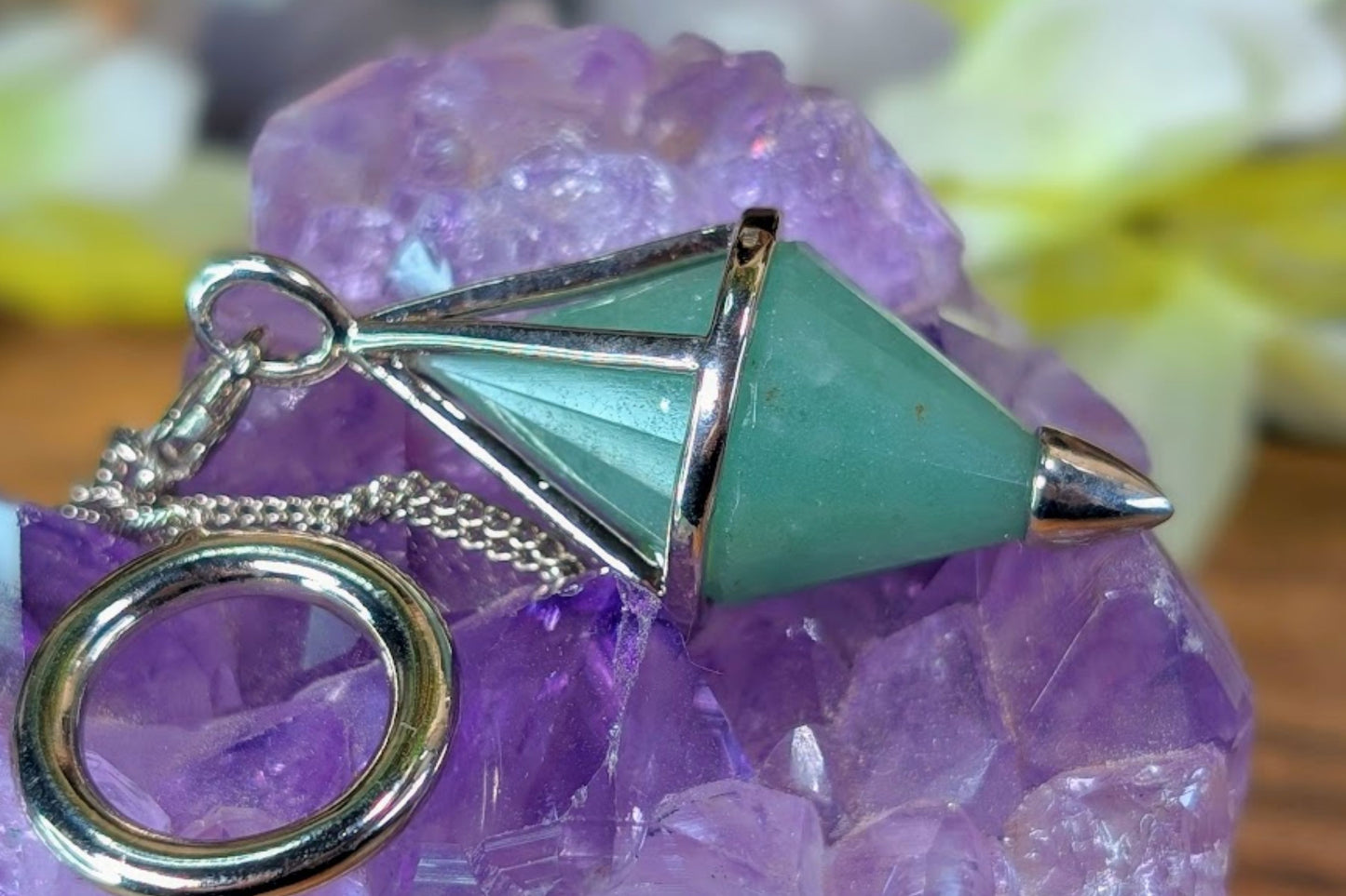 Green Aventurine Diamond Pendulum