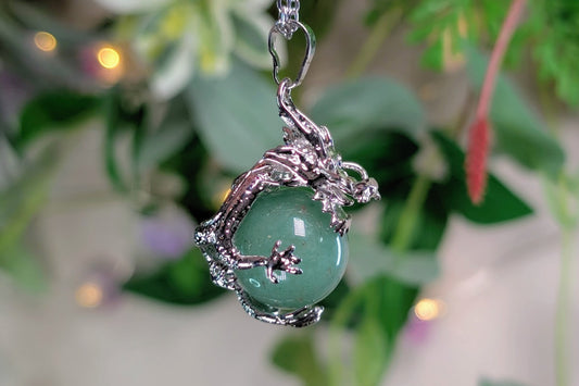 Green Aventurine Dragon Orb Necklace