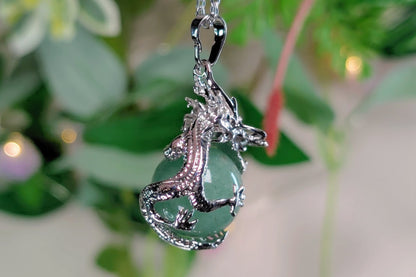 Green Aventurine Dragon Orb Necklace