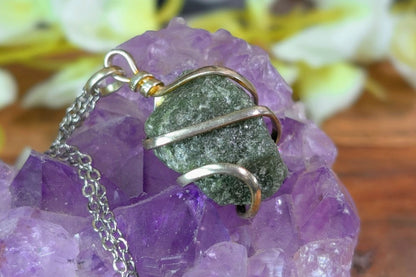 Green Aventurine Rough Wire Wrap Necklace