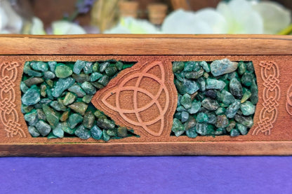 Green Aventurine Chip Triquetra Incense Holder