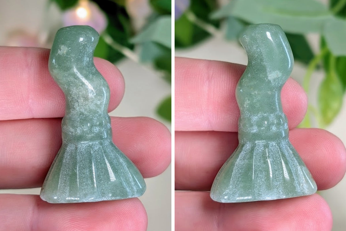 Green Aventurine Witch Broom Figurine
