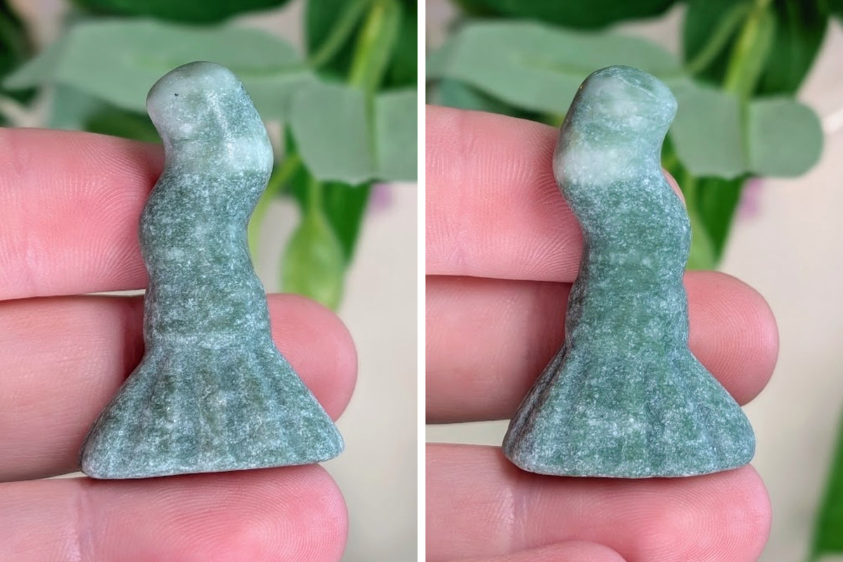 Green Aventurine Witch Broom Figurine