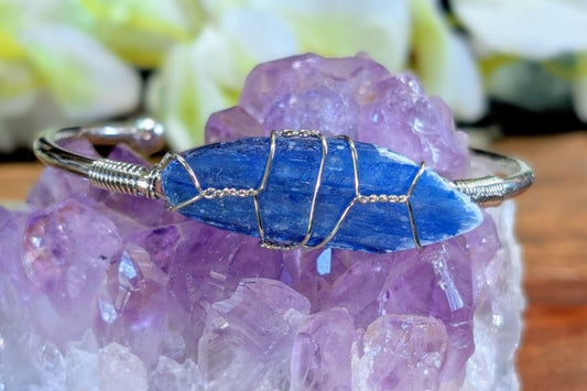 Brass Cuff Bracelet with Kyanite