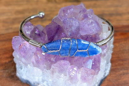 Brass Cuff Bracelet with Kyanite