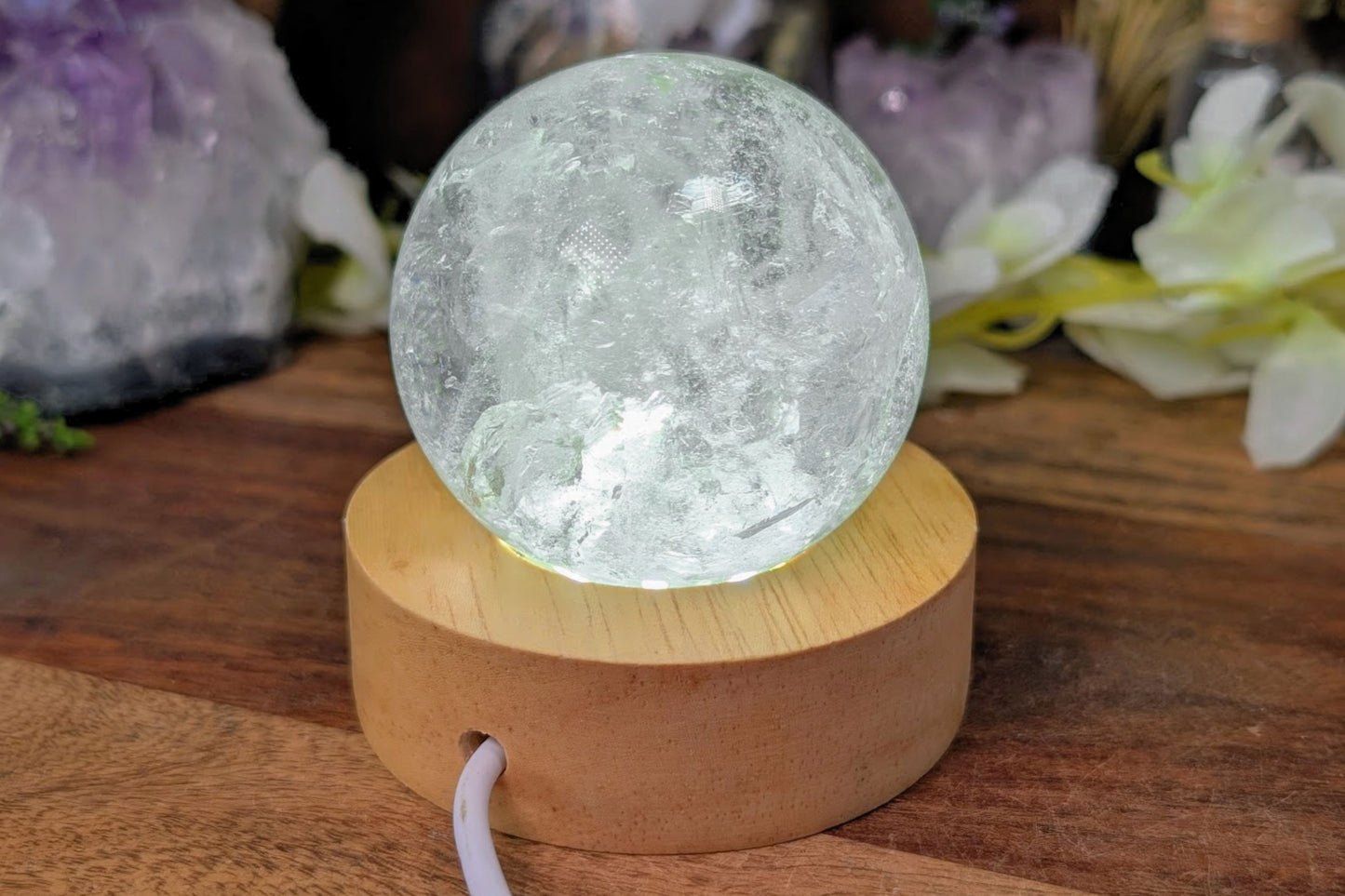 Wooden USB Cylinder White Light Base