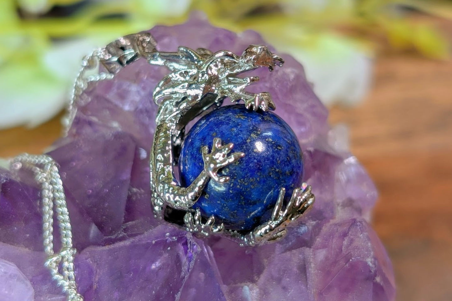 Lapis Lazuli Dragon Orb Necklace