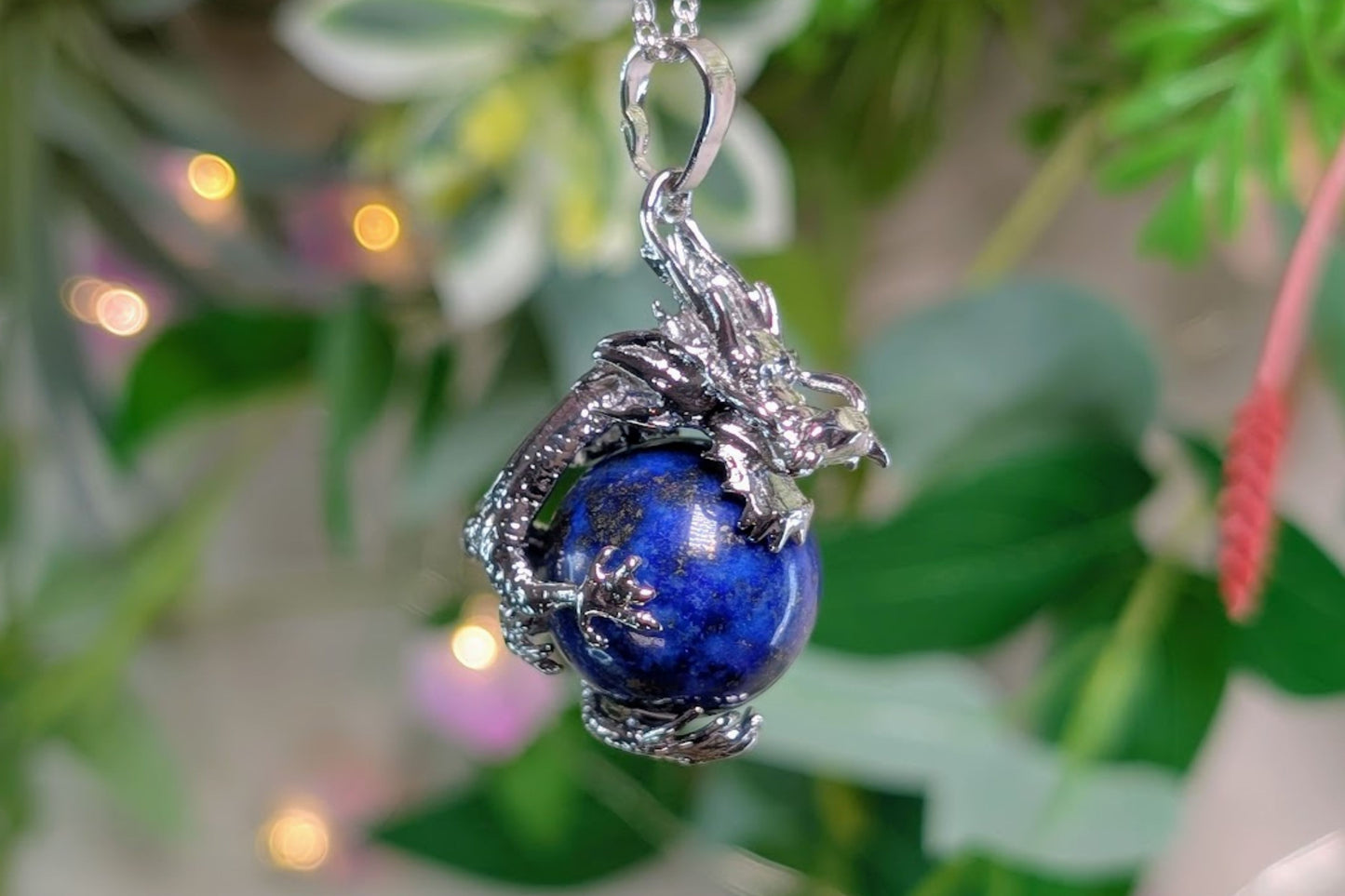 Lapis Lazuli Dragon Orb Necklace