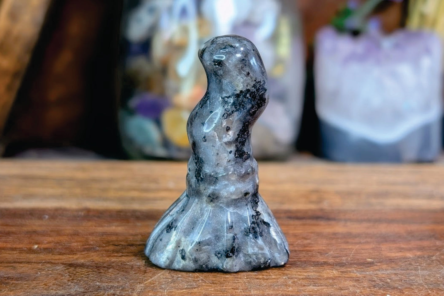 Larvikite Witch Broom Figurine