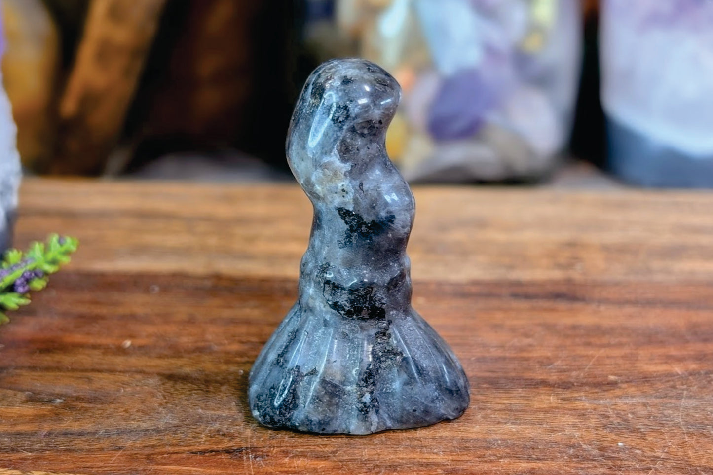 Larvikite Witch Broom Figurine