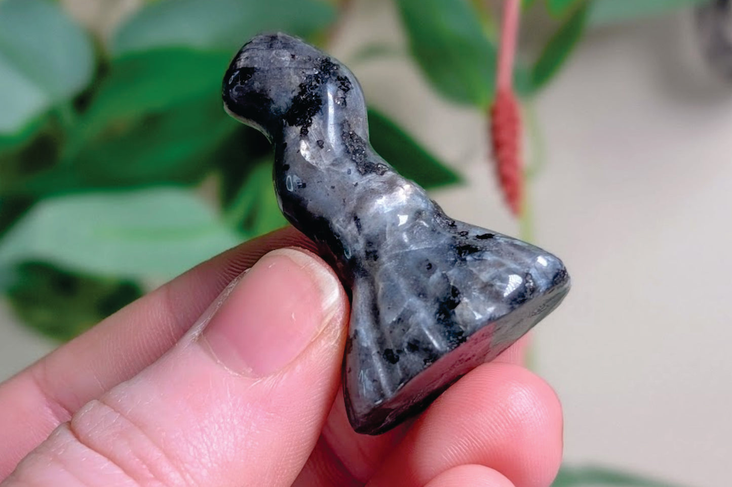 Larvikite Witch Broom Figurine