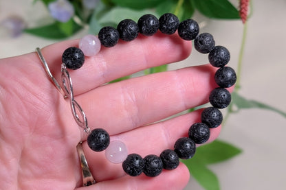 Lava Stone with Kunzite & Infinity Charm Bracelet