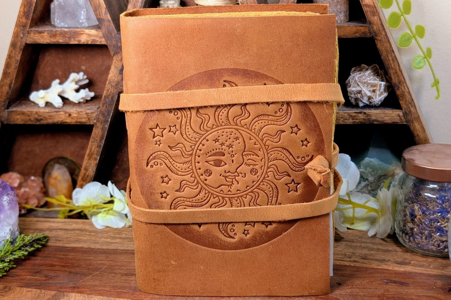 Leather Journal - Sun Moon & Stars