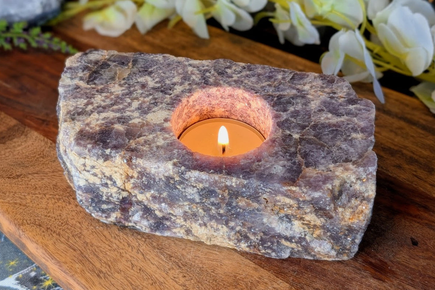 Lepidolite Polished Tea Light Holder