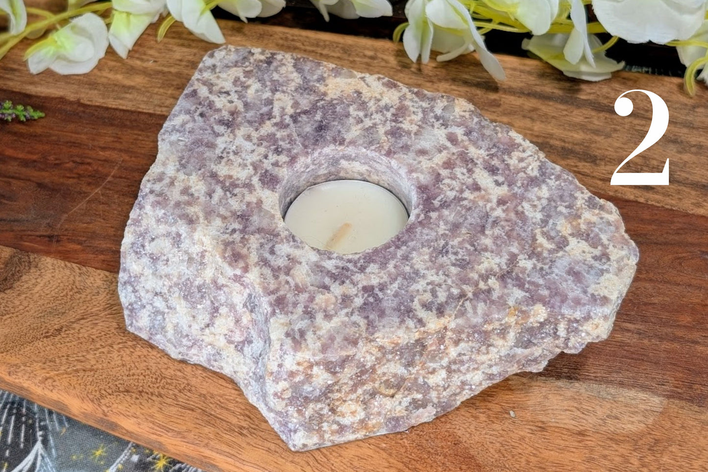 Lepidolite Polished Tea Light Holder