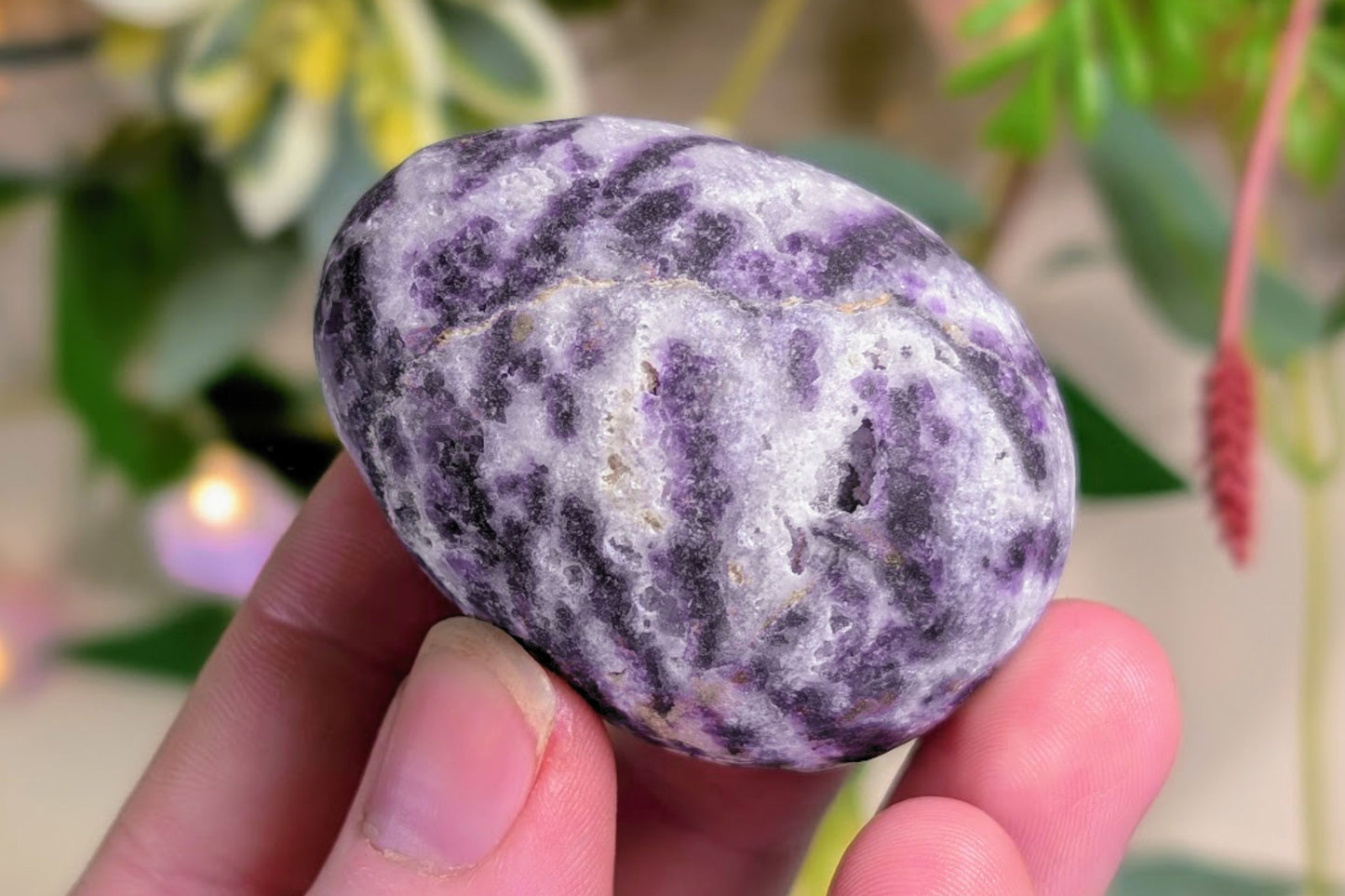 Lepidolite in Quartz Egg