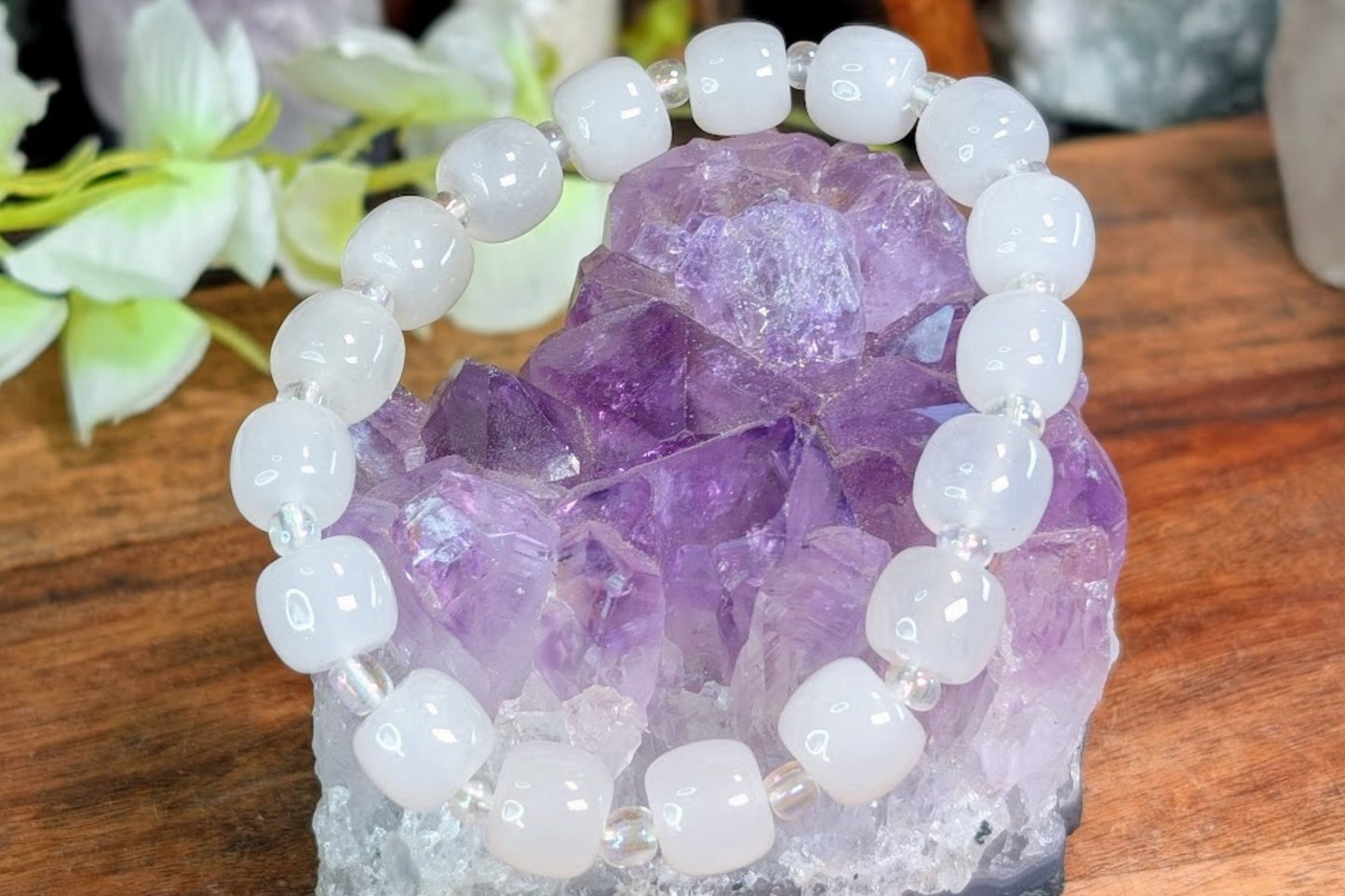 Milky Quartz with Angel Aura Bracelet