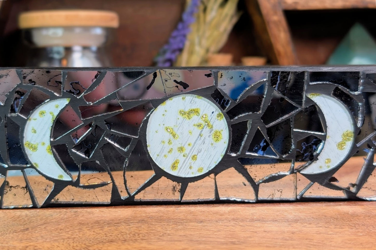 Mirror Mosaic Moon Phase Incense Holder