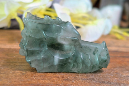 Moss Agate Dragon Head