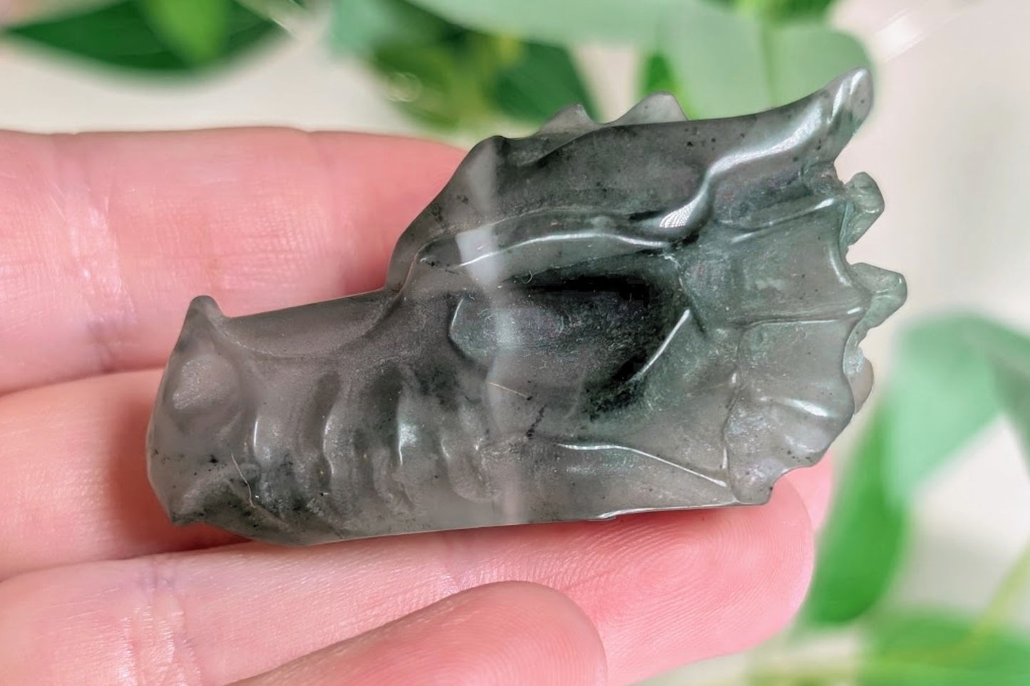 Moss Agate Dragon Head