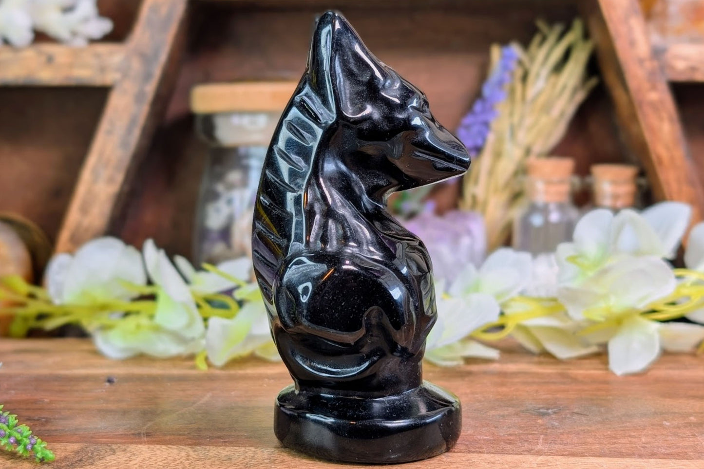 Obsidian Anubis Statue