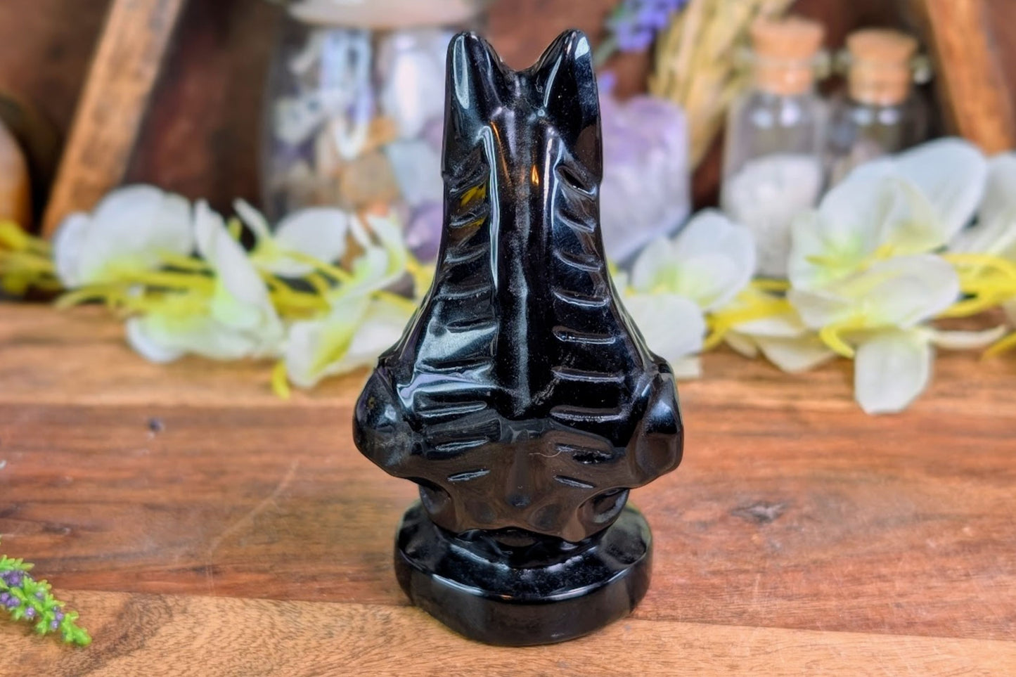Obsidian Anubis Statue