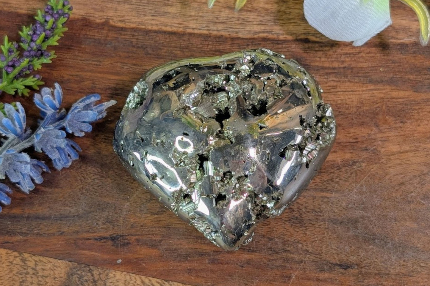 Pyrite Druzy Heart