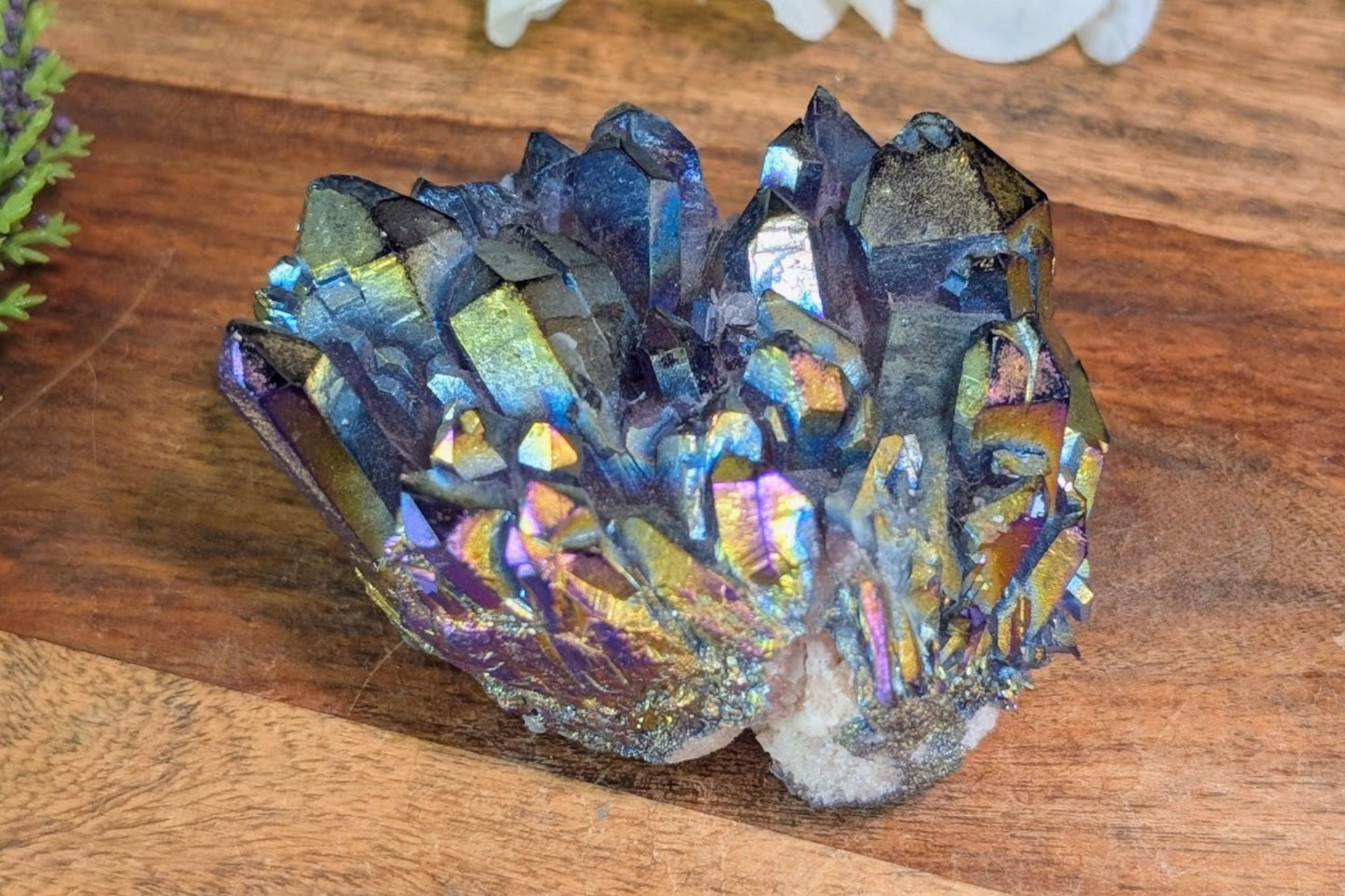 Rainbow Aura Amethyst Cluster