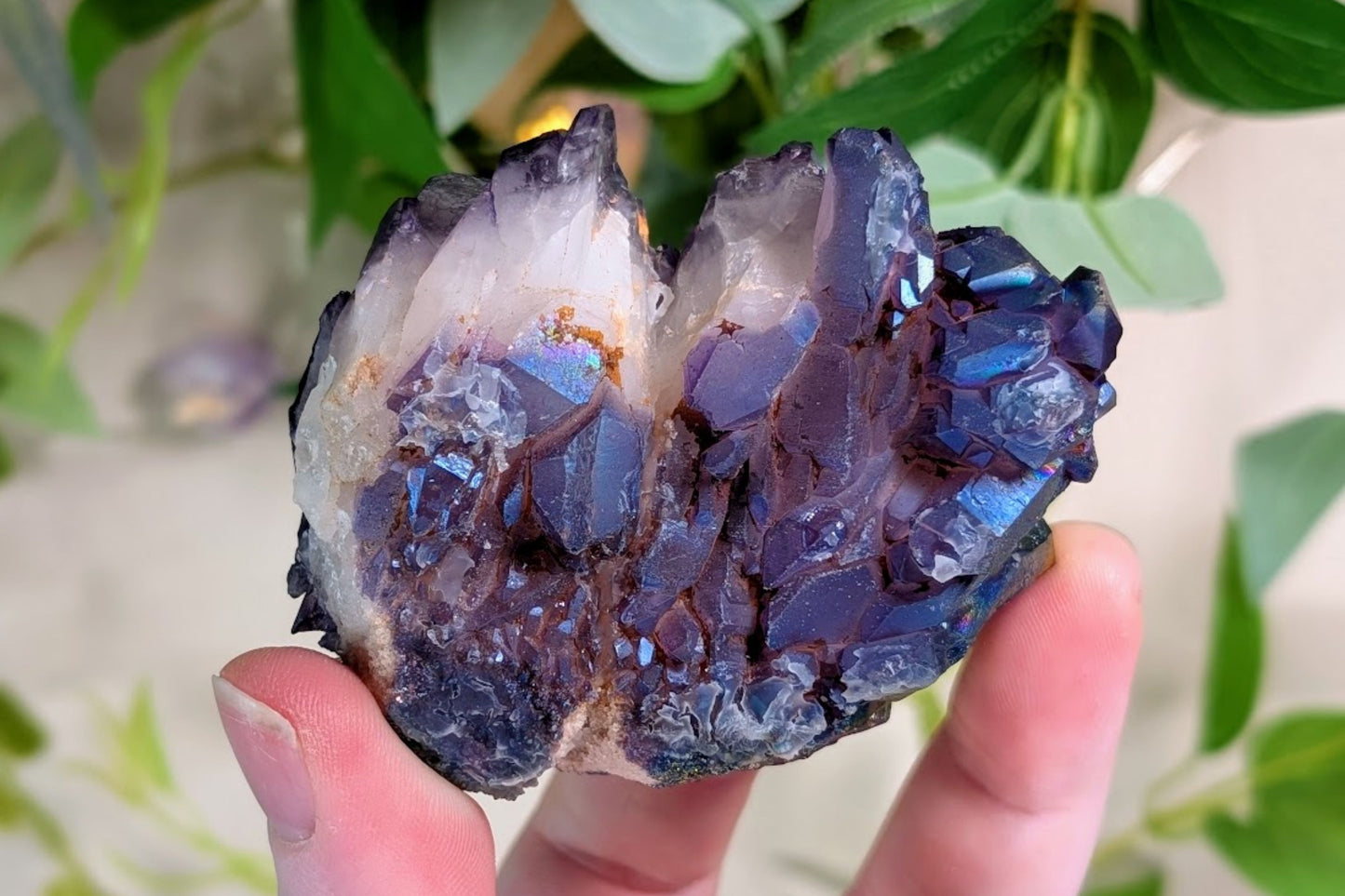 Rainbow Aura Amethyst Cluster