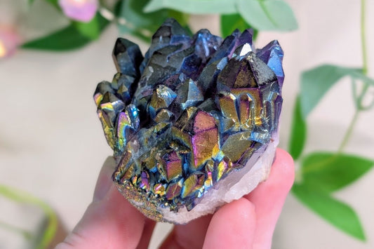Rainbow Aura Amethyst Cluster