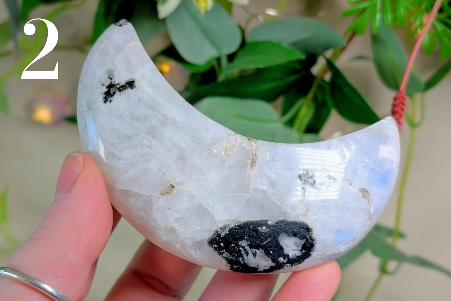 Rainbow Moonstone Crescent Moon