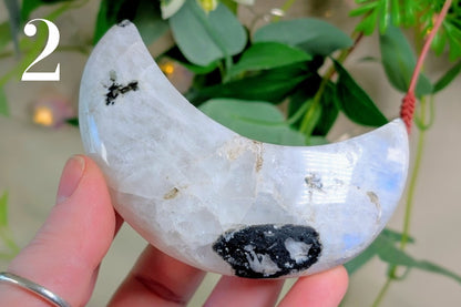 Rainbow Moonstone Crescent Moon