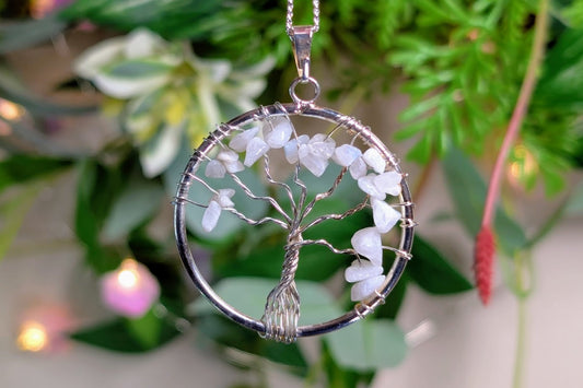 Rainbow Moonstone Tree Necklace