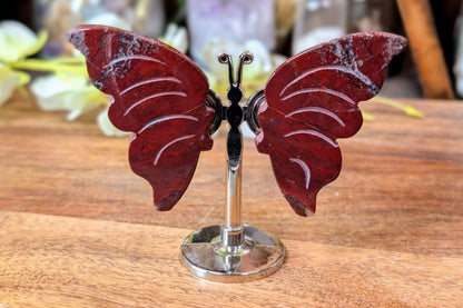 Red Jasper Butterfly on Stand