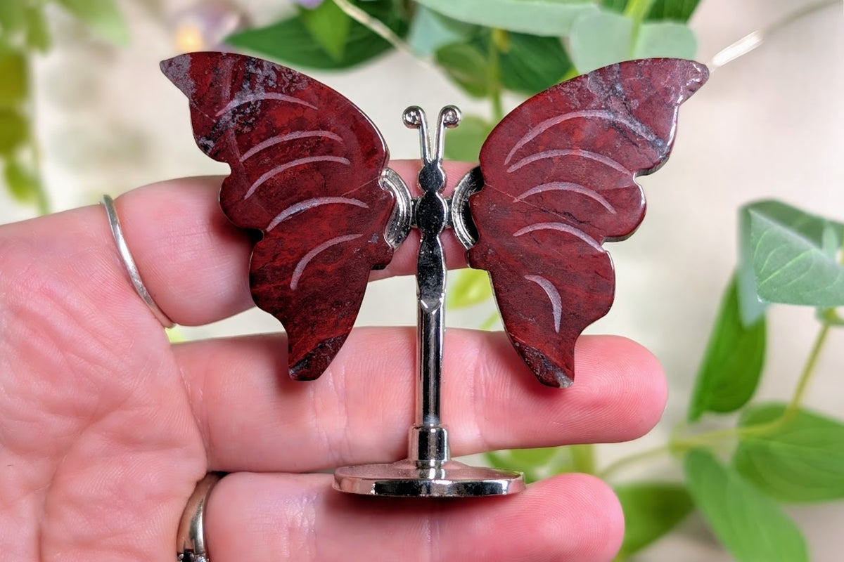 Red Jasper Butterfly on Stand