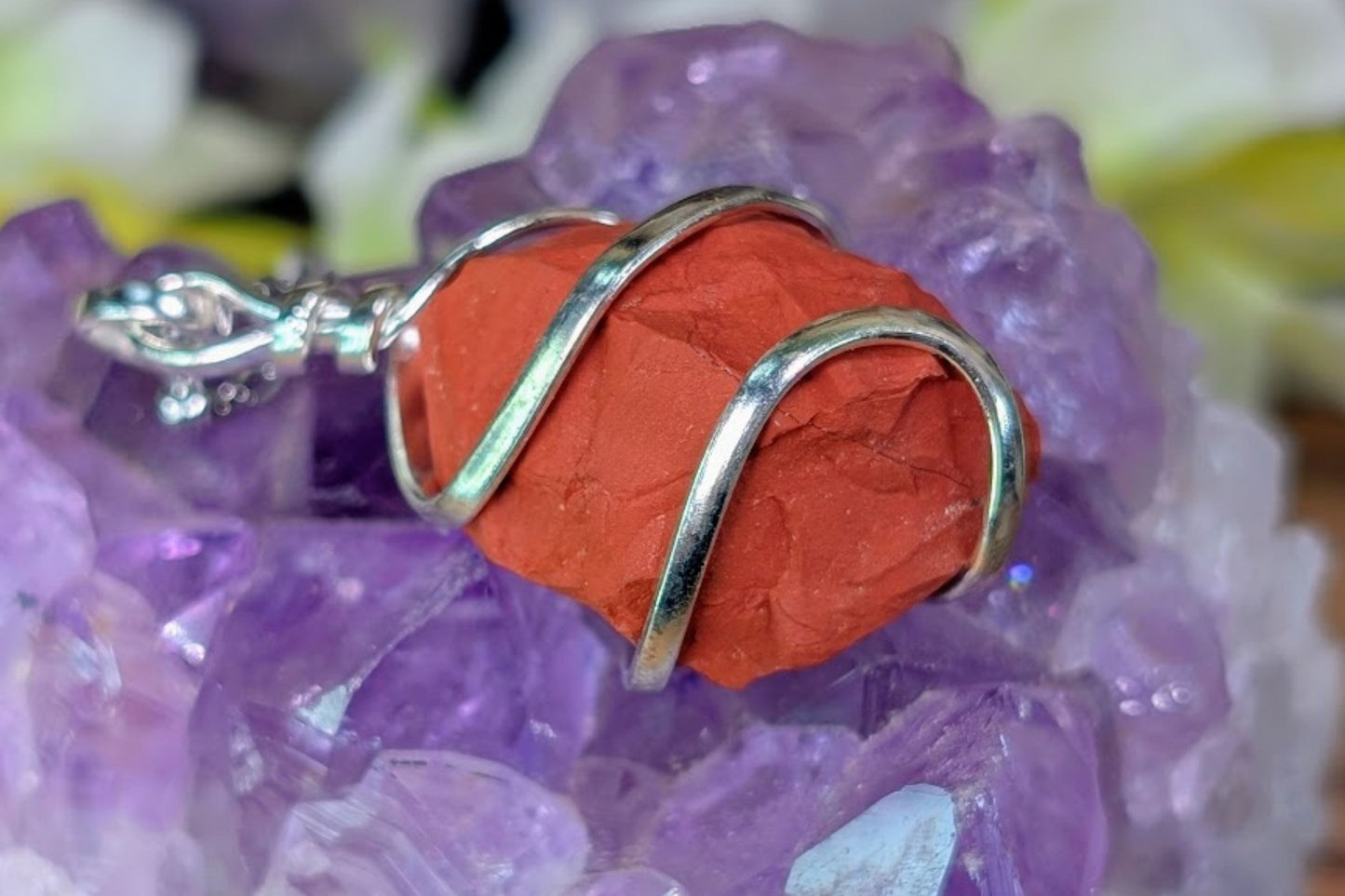 Red Jasper Rough Wire Wrap Necklace