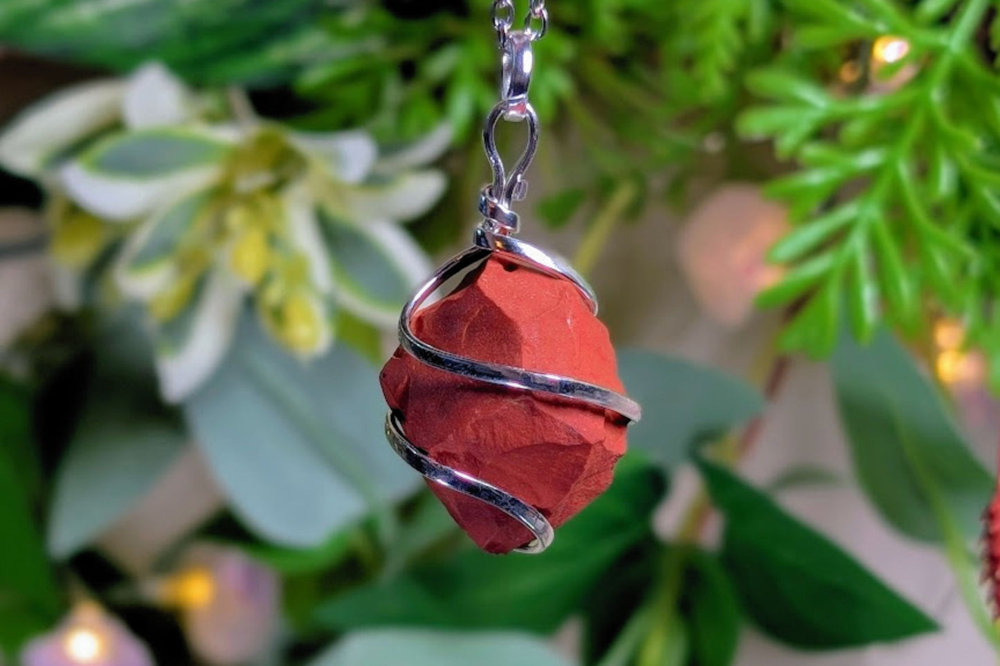 Red Jasper Rough Wire Wrap Necklace