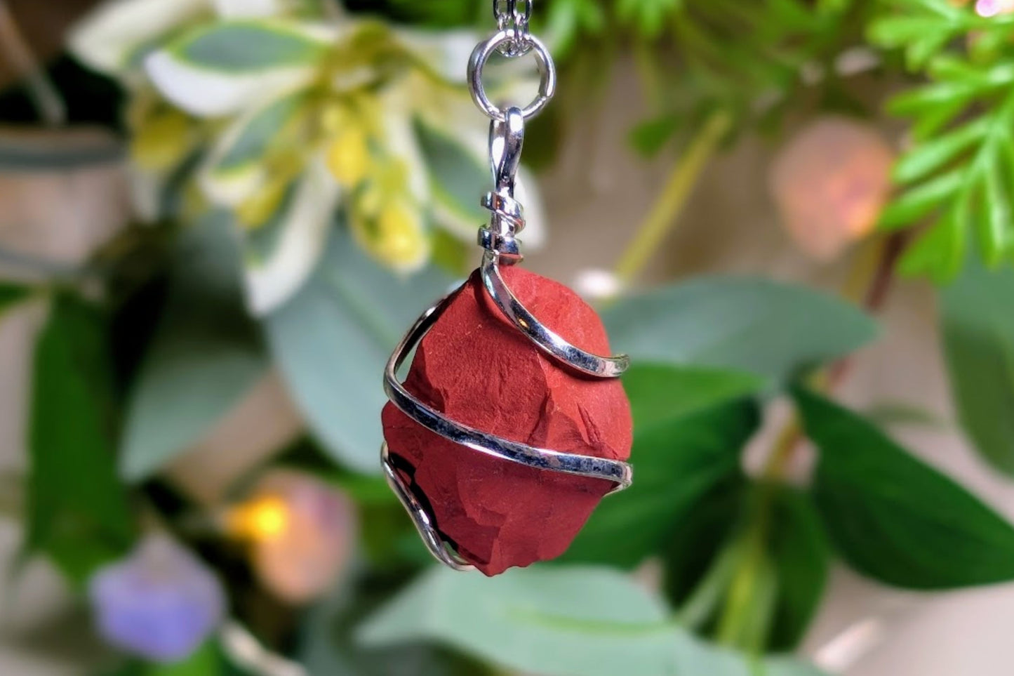 Red Jasper Rough Wire Wrap Necklace