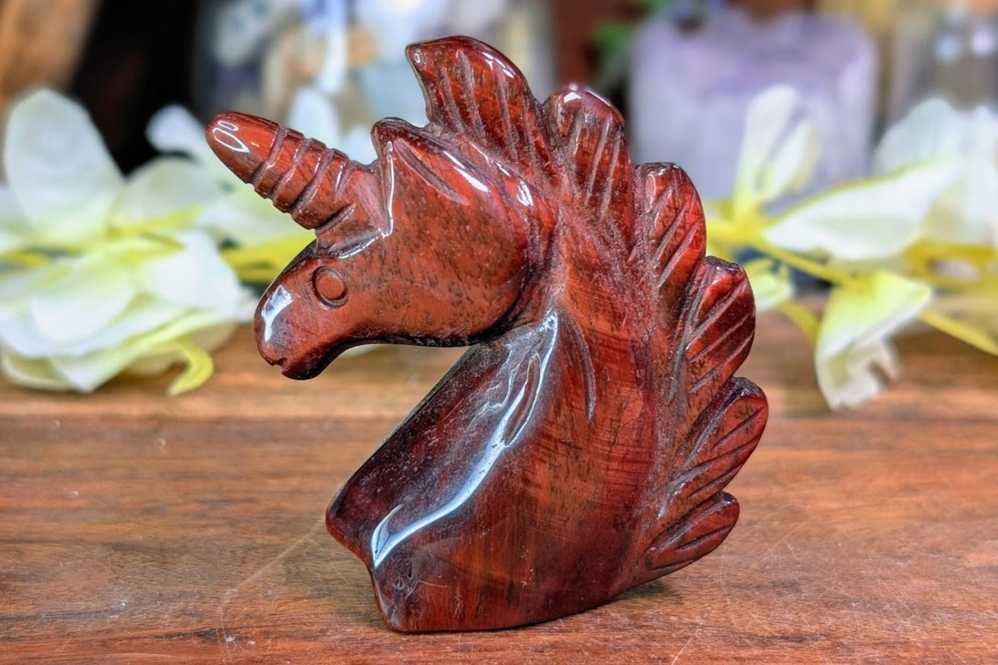 Red Tiger Eye Unicorn Head
