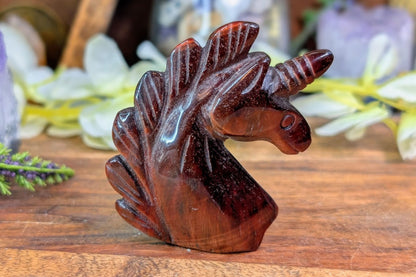 Red Tiger Eye Unicorn Head