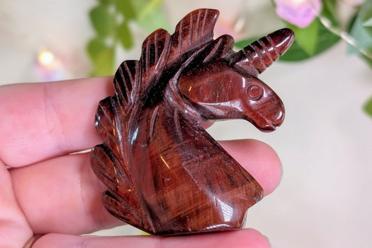 Red Tiger Eye Unicorn Head