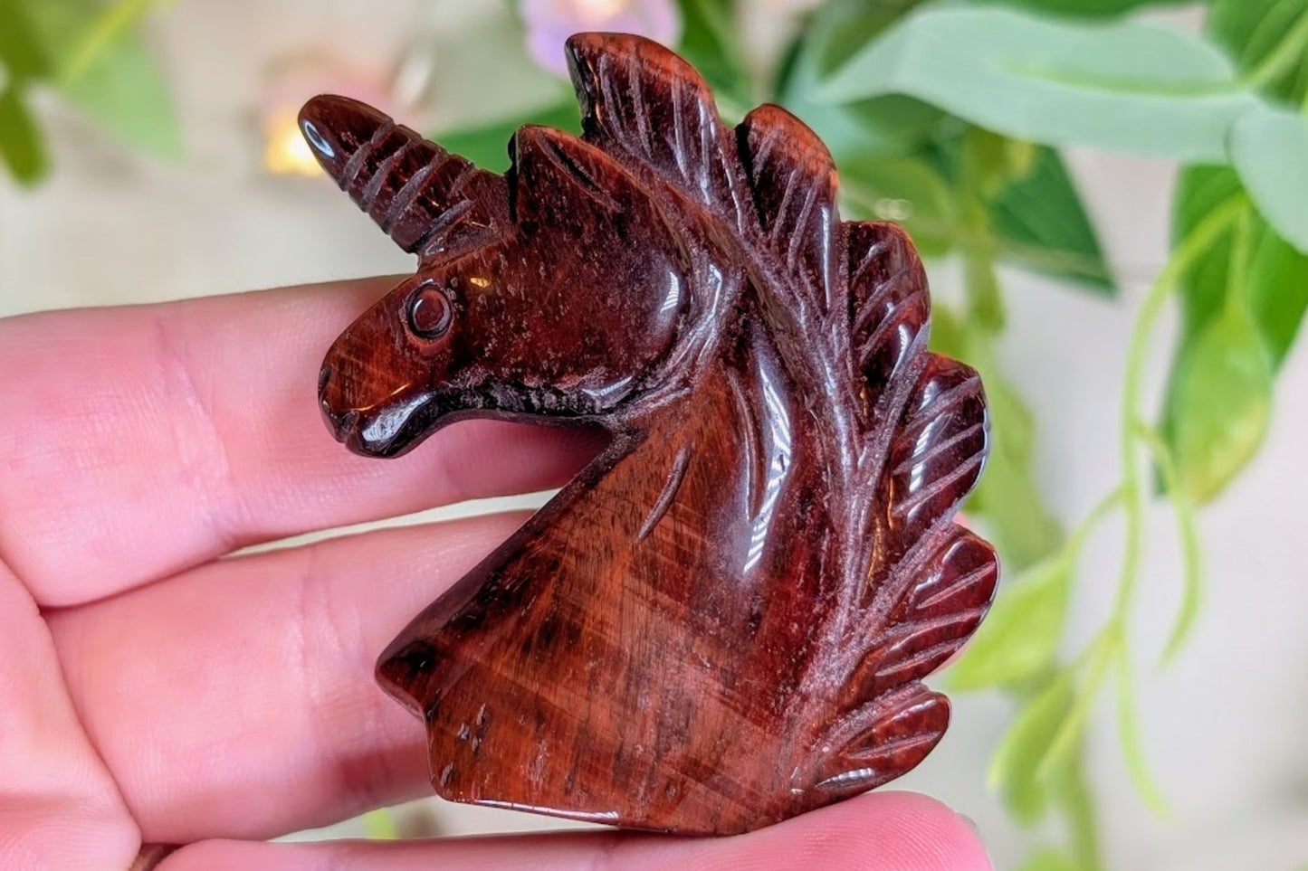 Red Tiger Eye Unicorn Head