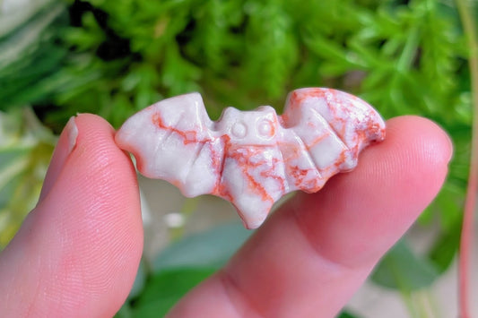 Red Vein Jasper Bat Carving